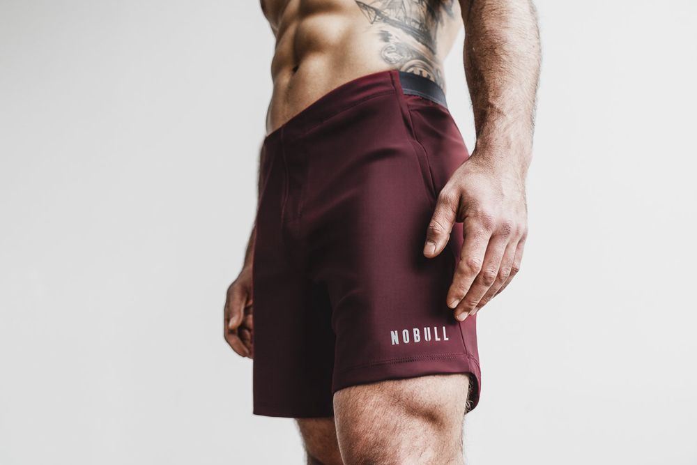 NOBULL Men's Lightweight 7" Shorts - Cabernet - Ireland (2317KVYXA)